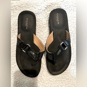 Coach women’s jada black fabric thong foam cushion flip flops sandals size 6.5